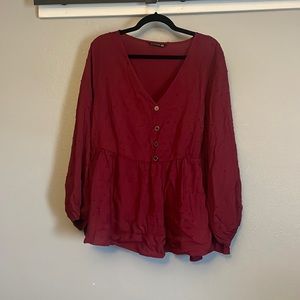 Burgandy Peplum Blouse